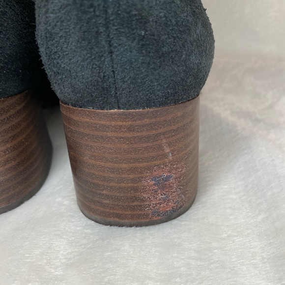 Lucky Brand Suede Leather Chunky Block Heel Zip Up Ankle Boots - Picture 7 of 10